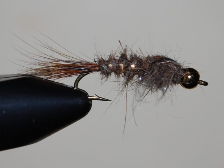 Hare's Ear fly on the vise.