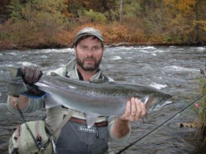 Egg drift fishing helped this angler catch this huge steelhead